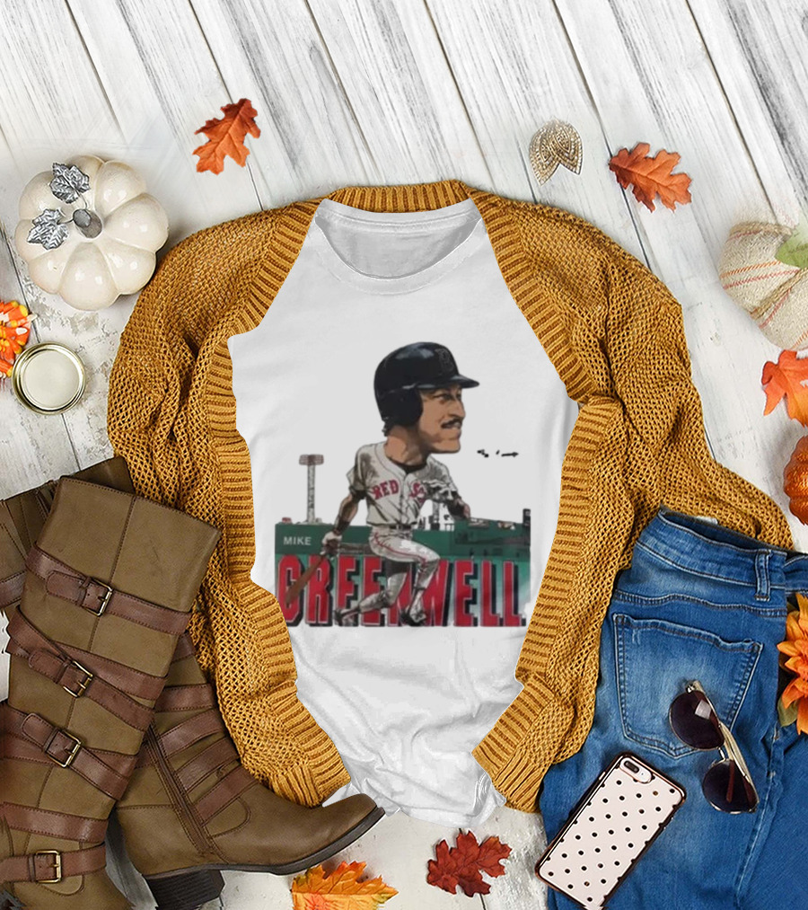 Mike Greenwell Boston Red Sox Baseball Legend Caricature Fenway Park T-Shirt