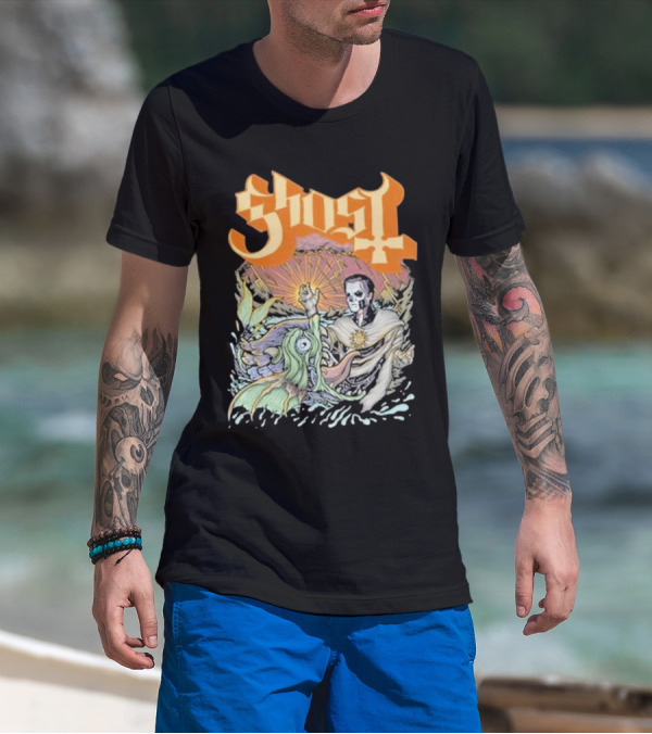 Ghost Papa Emeritus And The Whale With Oceanic Scene T-Shirt