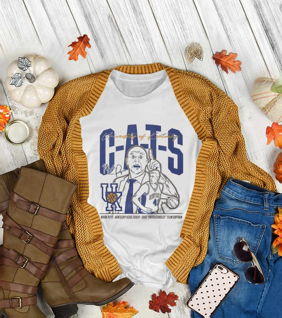 University of Kentucky Wildcats Basketball Mark Pope Head Coach 1996 Untouchables Team Captain CATS T-Shirt