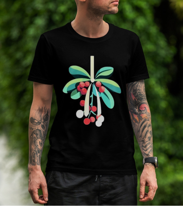 Mistletoe Nimbus Christmas Holiday Festive Greenery Berries T-Shirt