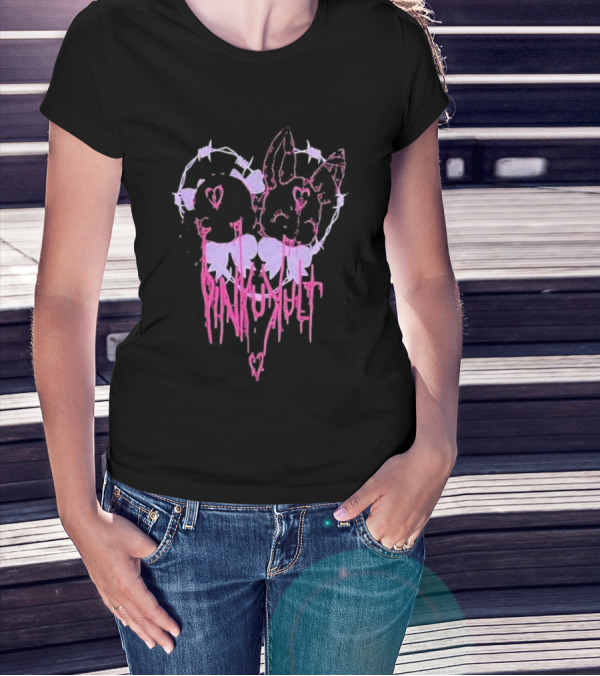 Pinku Kult Heart Barbed Wire Bunnies T-Shirt