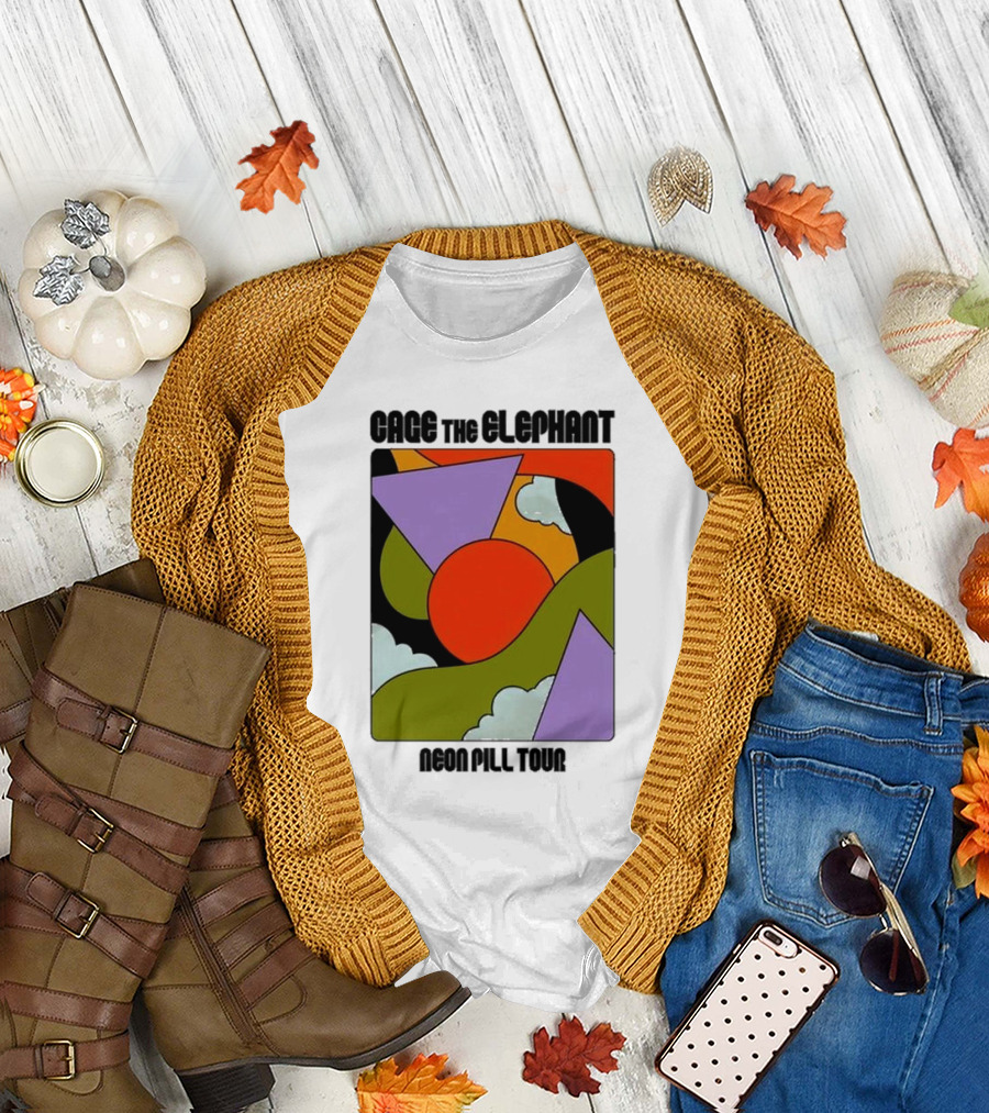 Cage the Elephant Neon Pill Tour Colorful Abstract T-Shirt