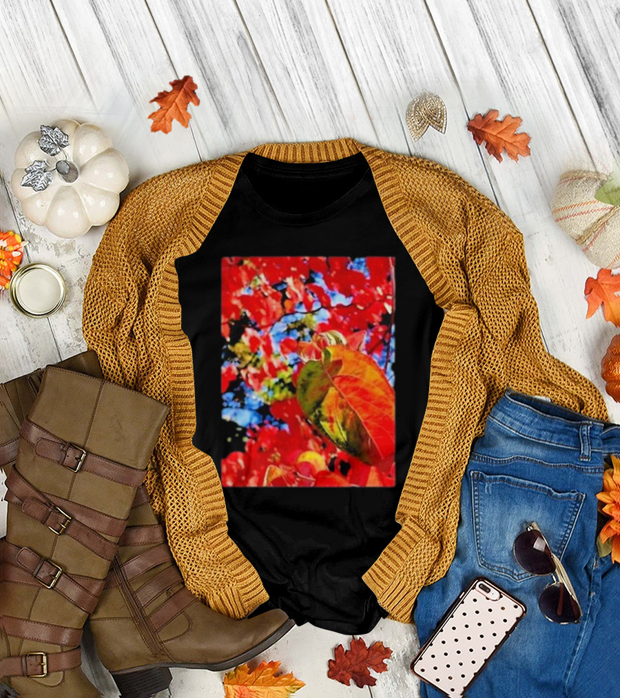 Looking Up And Seeing Red Ii Autumn Foliage Perspective T-Shirt