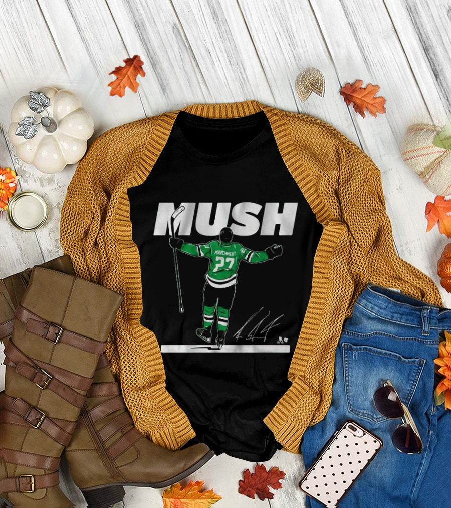 Mason Marchment Mush Hockey Celebration with Autograph 27 Green Jersey T-Shirt