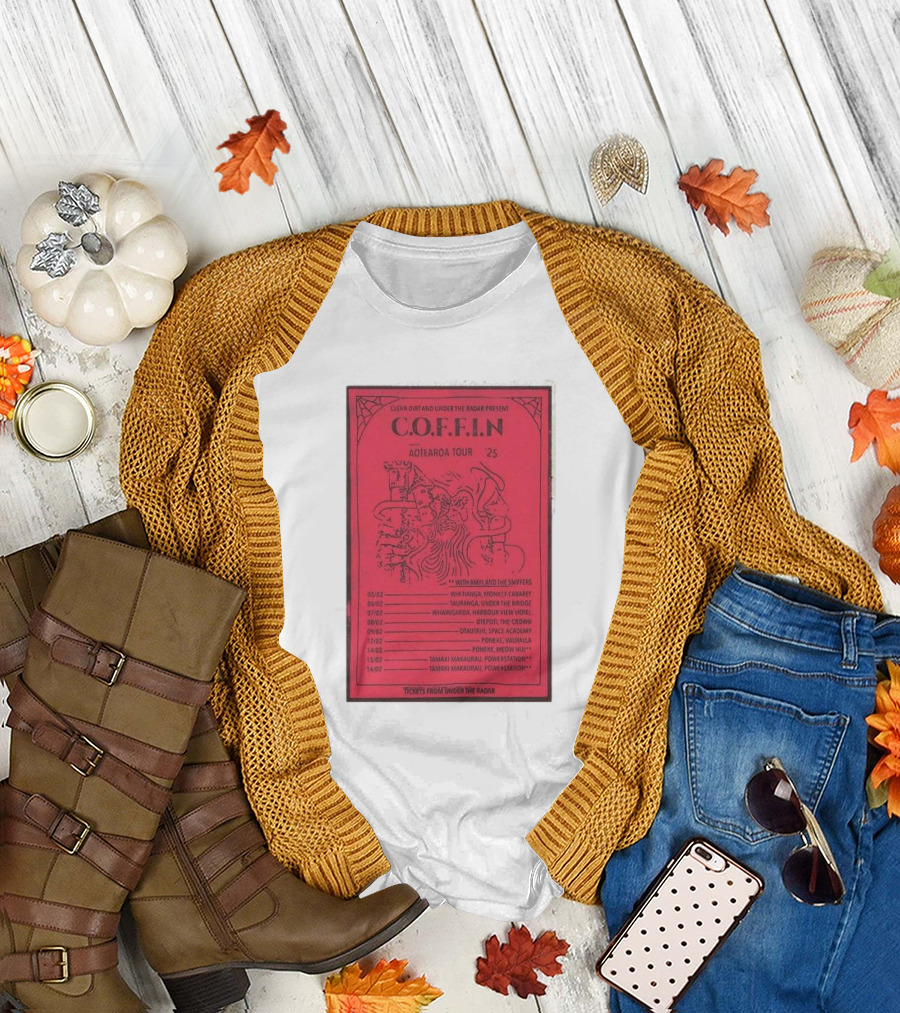 Clean Dirt and Under the Radar Present C.O.F.F.I.N Aotearoa Tour 2025 with Amyl and the Sniffers T-Shirt