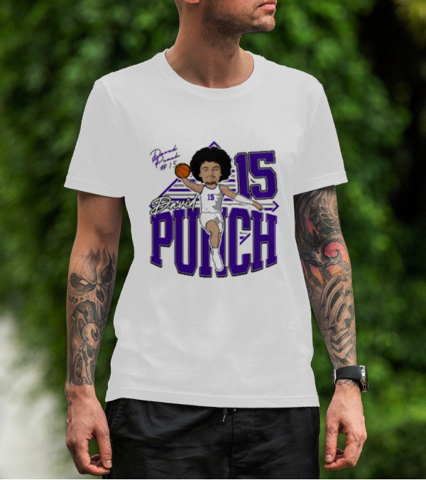 David Punch #15 TCU Basketball Player Caricature T-Shirt