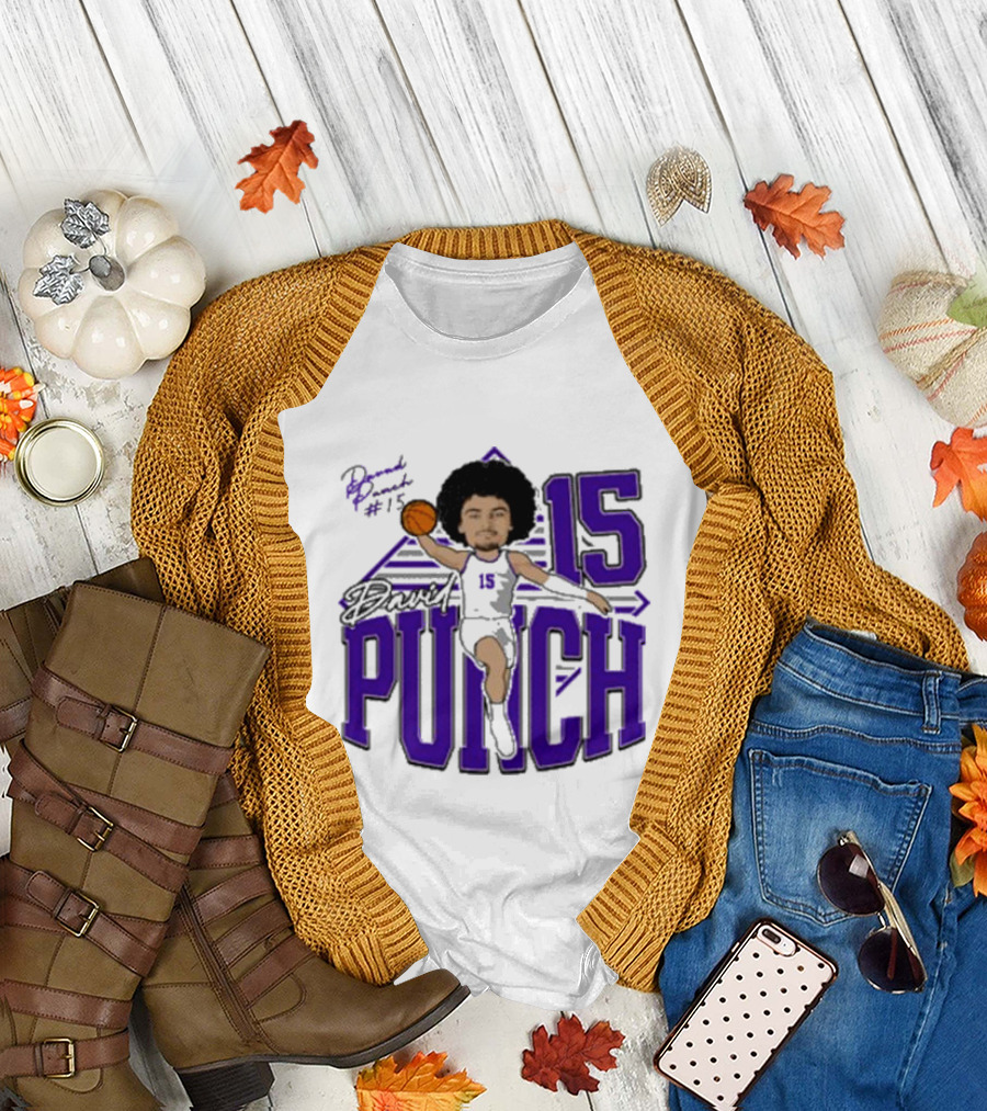 David Punch #15 TCU Basketball Player Caricature T-Shirt