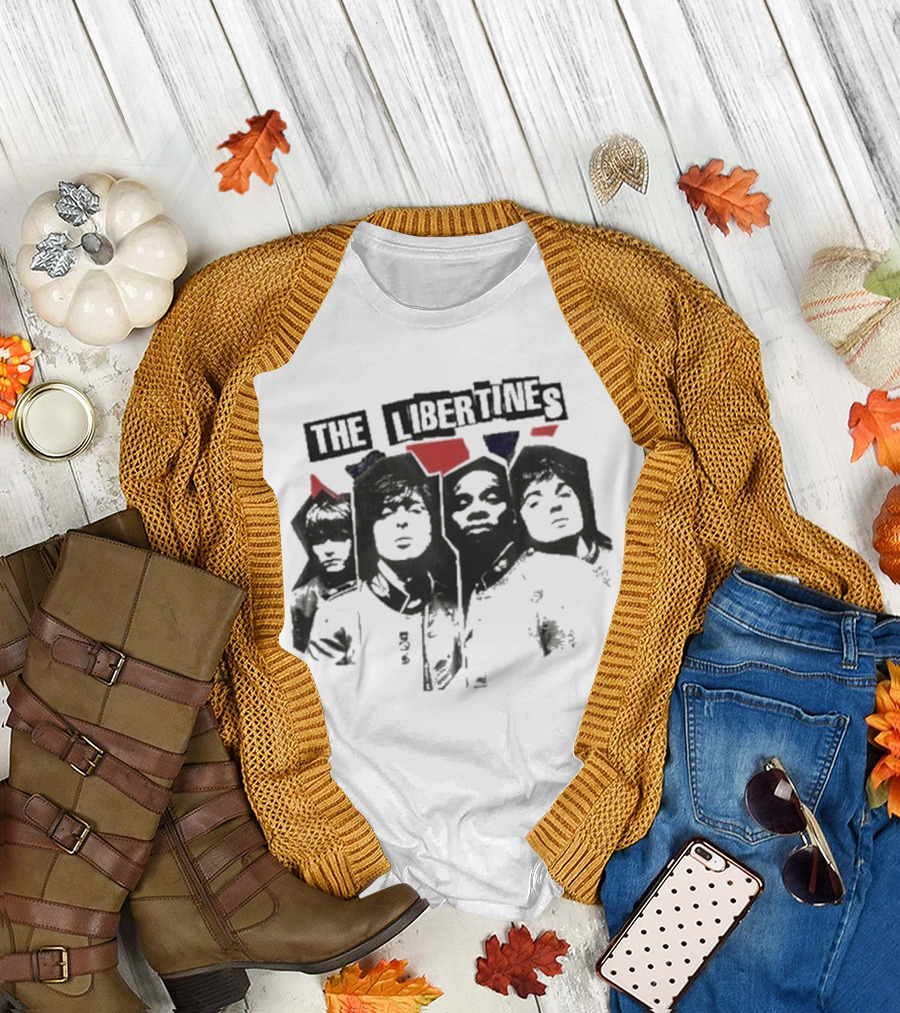 The Libertines Band Portrait RIP Flag Xerox T-Shirt