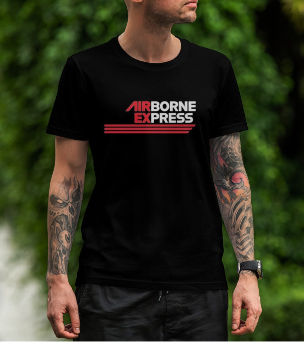 Airborne Express Airlines Retro Logo Red Stripes T-Shirt