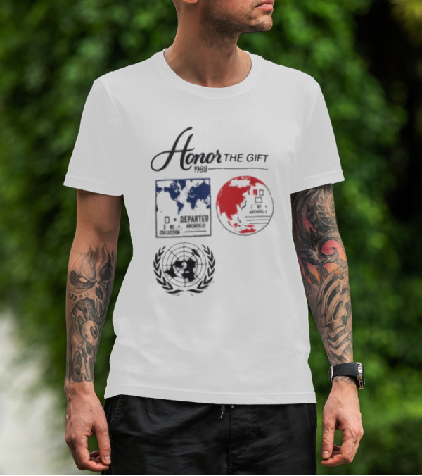 Honor The Gift 1988 Departed Collection Archive-2 World Map And Globe Symbols T-Shirt