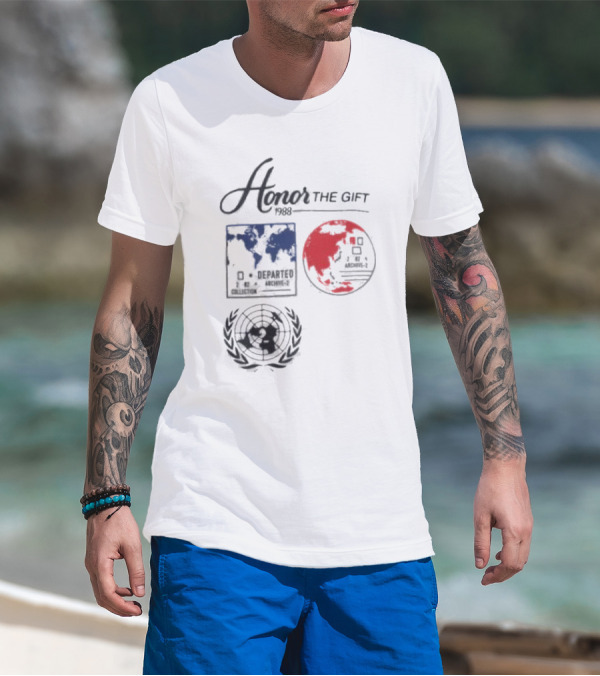 Honor The Gift 1988 Departed Collection Archive-2 World Map And Globe Symbols T-Shirt
