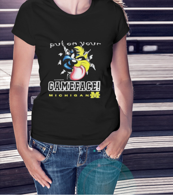 Put On Your Gameface Michigan University Of Michigan Taz The Tasmanian Devil Looney Tunes T-Shirt