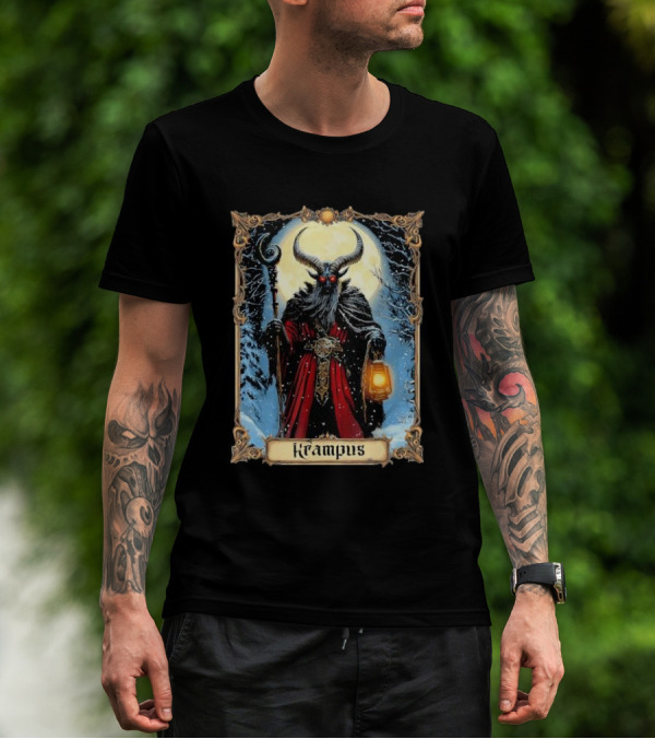 Merry Krampus Tarot Card Christmas Horror Ugly Sweater Xmas T-Shirt