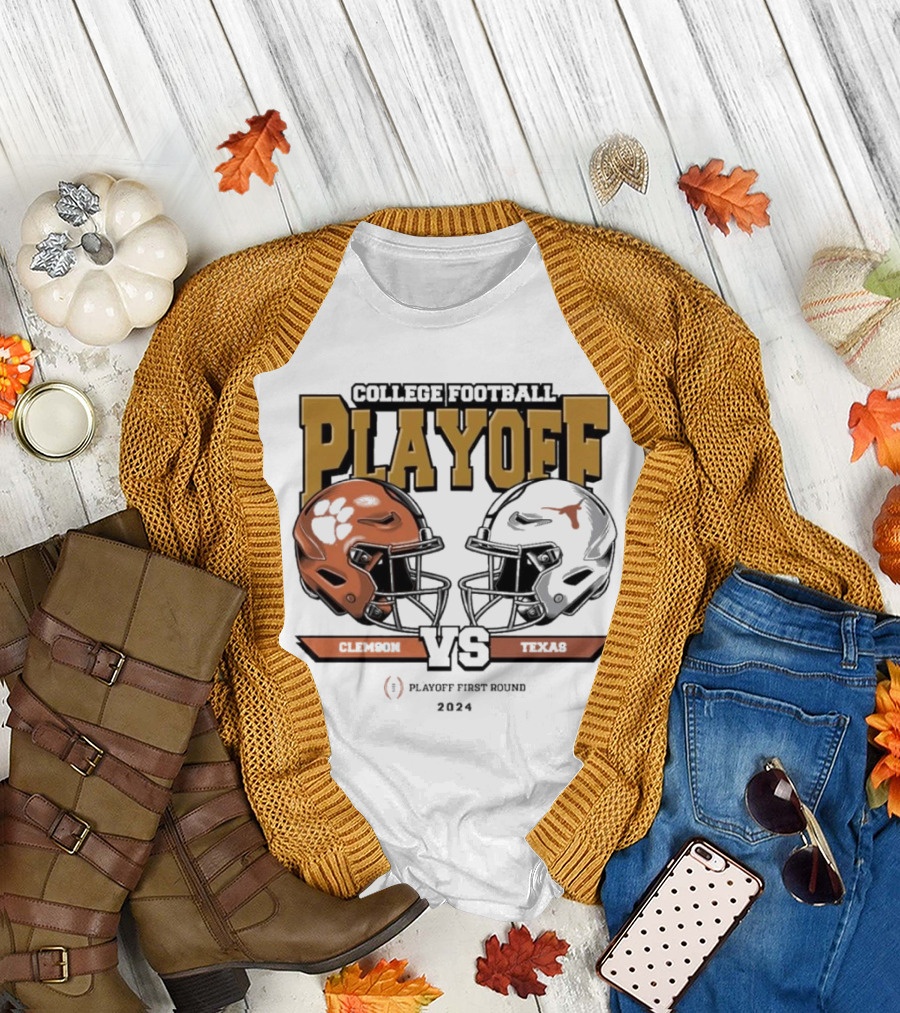 Clemson vs Texas College Football Playoff First Round 2024 Showdown T-Shirt