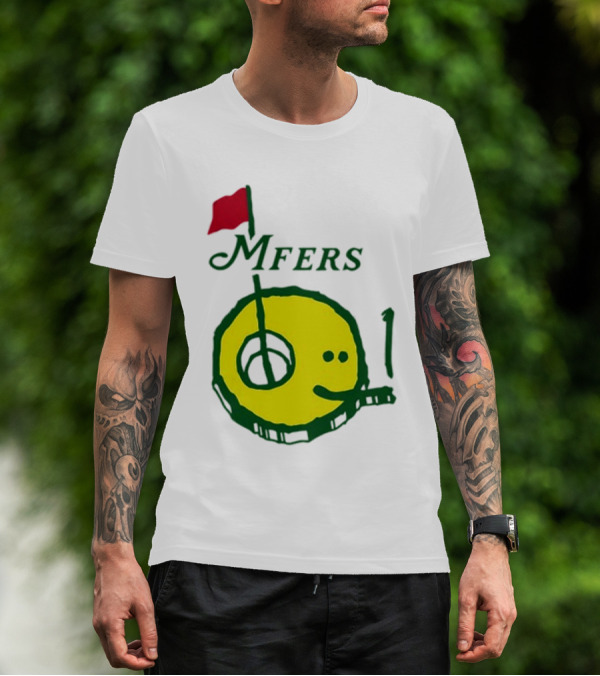 Mfers Sartosh Pitito Golf Flag Yellow Face T-Shirt