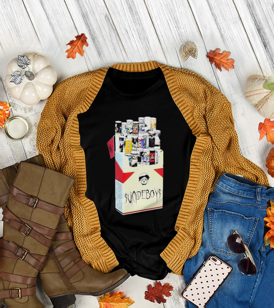 Suicideboys Loose Fit Cigarette Box Print Casual Tops Blouses T-Shirt