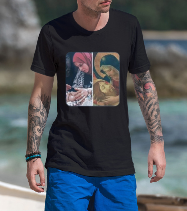 Icon Gaza Hamas Pietà Juxtaposition T-Shirt
