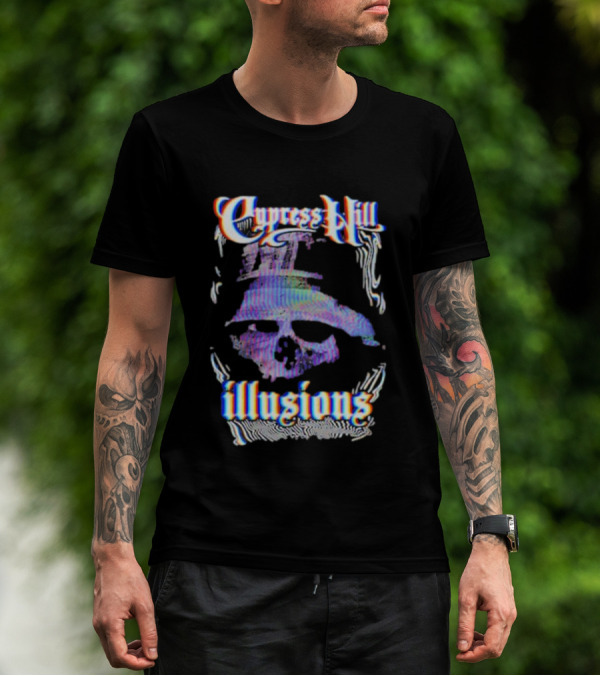 Cypress Hill Illusions Skull Trippy Glitch Effect T-Shirt