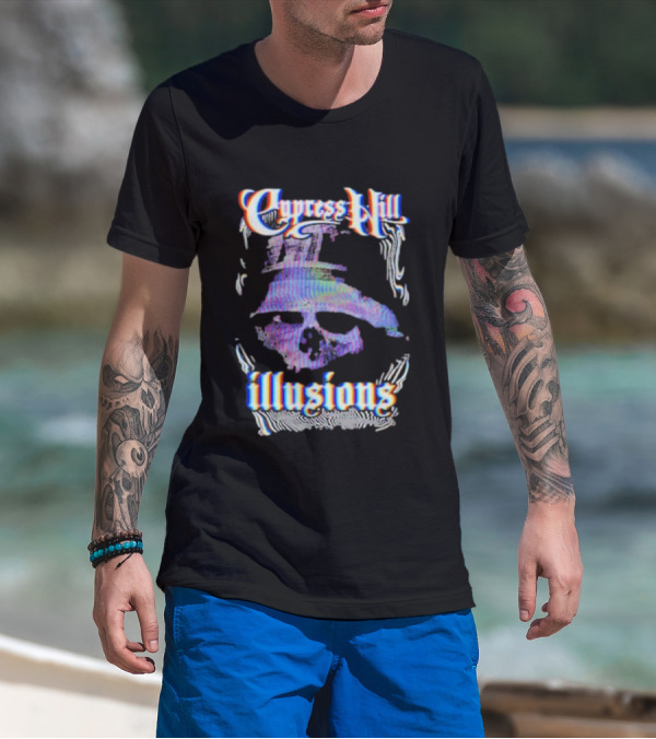 Cypress Hill Illusions Skull Trippy Glitch Effect T-Shirt