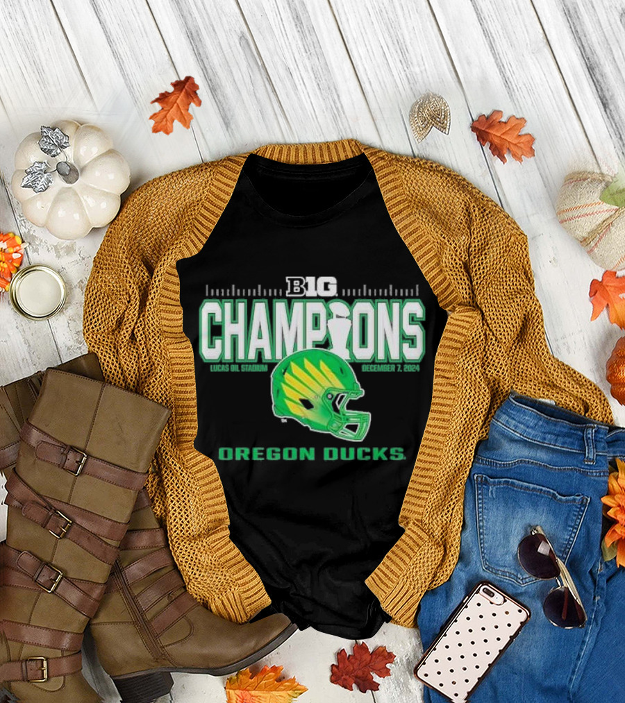 Oregon Ducks Big Ten Champions 2024 Lucas Oil Stadium December 7 Football Helmet T-Shirt
