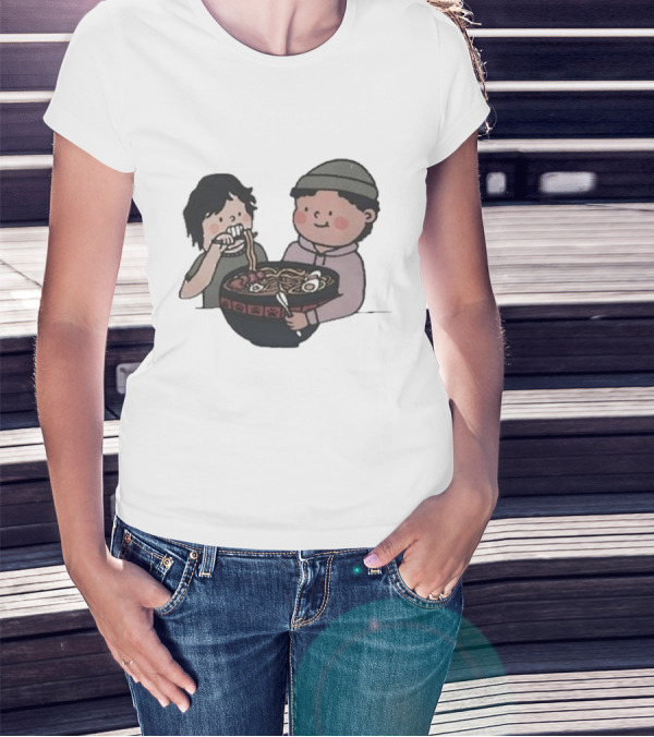 Slushy Noobz Noodles Fun Cartoon Characters Eating Ramen Bowl T-Shirt