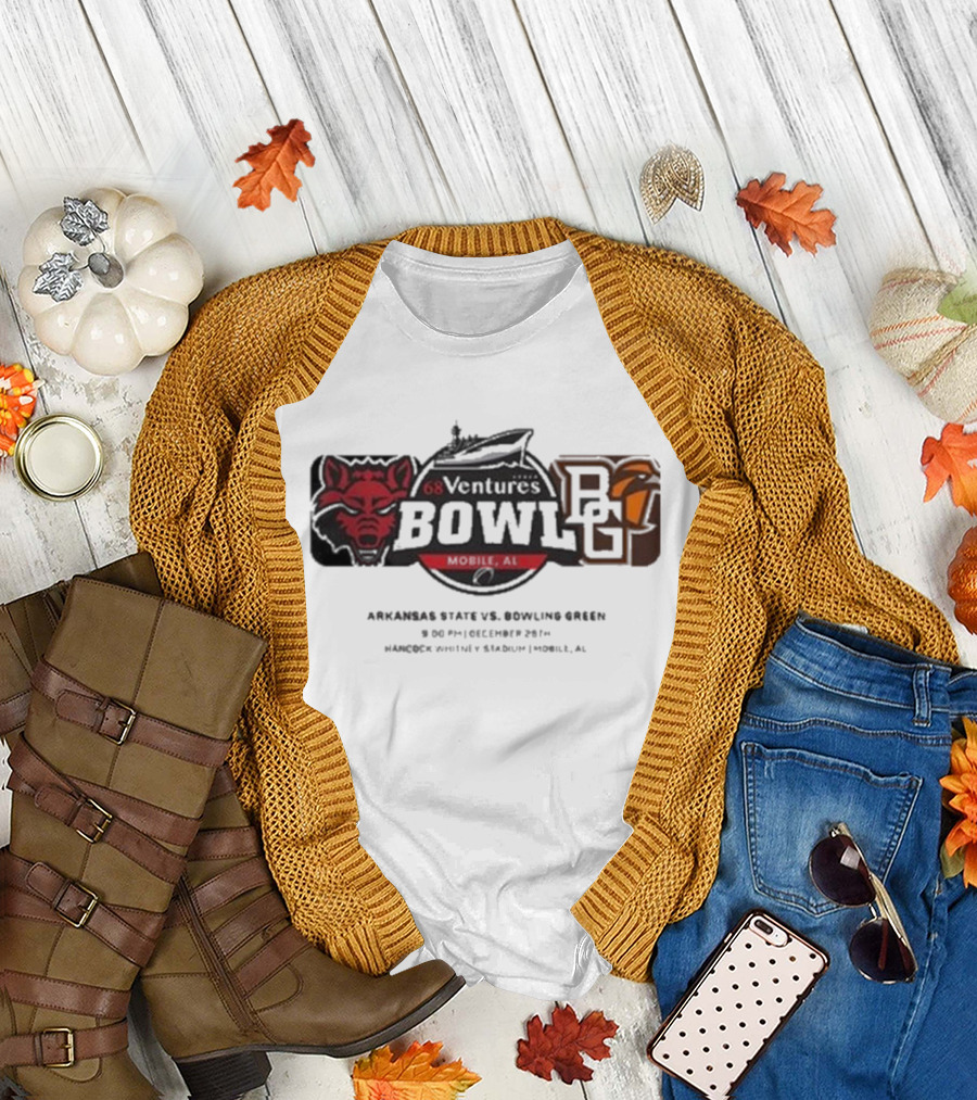 68 Ventures Bowl Arkansas State vs Bowling Green Falcons at Hancock Whitney Stadium Mobile AL December 26 2024 NCAA Matchup T-Shirt