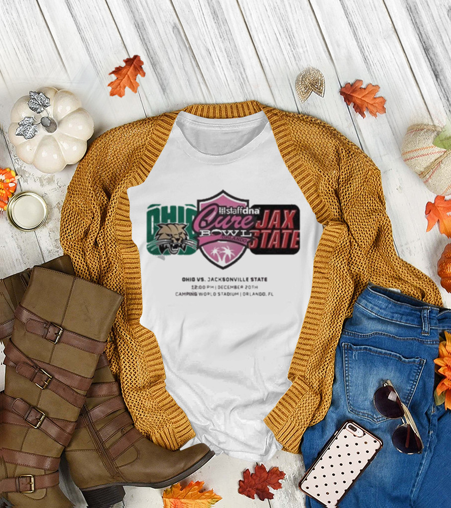 Cure Bowl Ohio Bobcats vs Jacksonville State Gamecocks December 20th 2024 Camping World Stadium Orlando FL Staffdna NCAA Matchup T-Shirt
