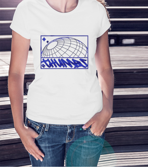Thumbs Global Tag Graffiti Style Blue Globe T-Shirt