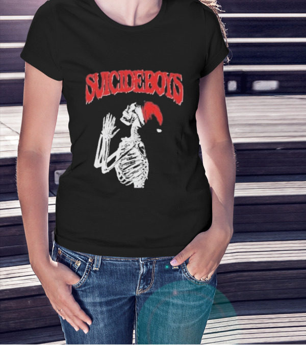 SUICIDEBOYS Skeleton Santa Hat T-Shirt