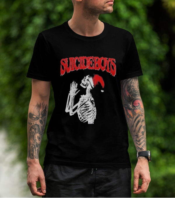 SUICIDEBOYS Skeleton Santa Hat T-Shirt