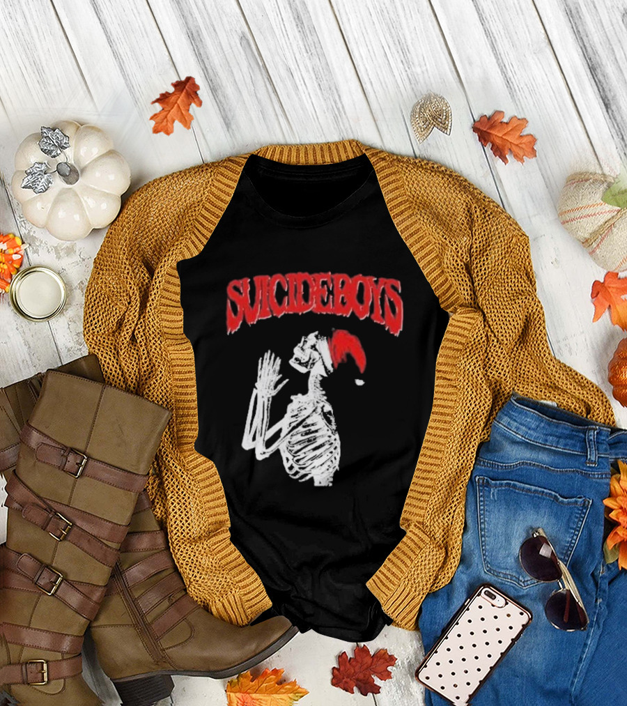 SUICIDEBOYS Skeleton Santa Hat T-Shirt