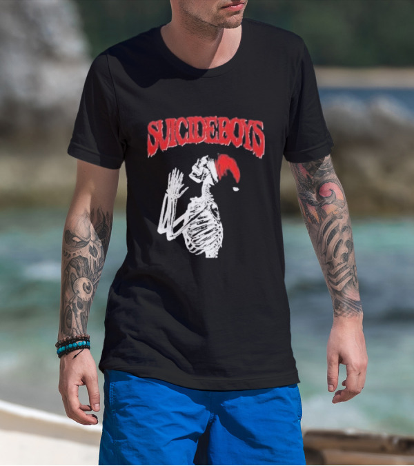 SUICIDEBOYS Skeleton Santa Hat T-Shirt