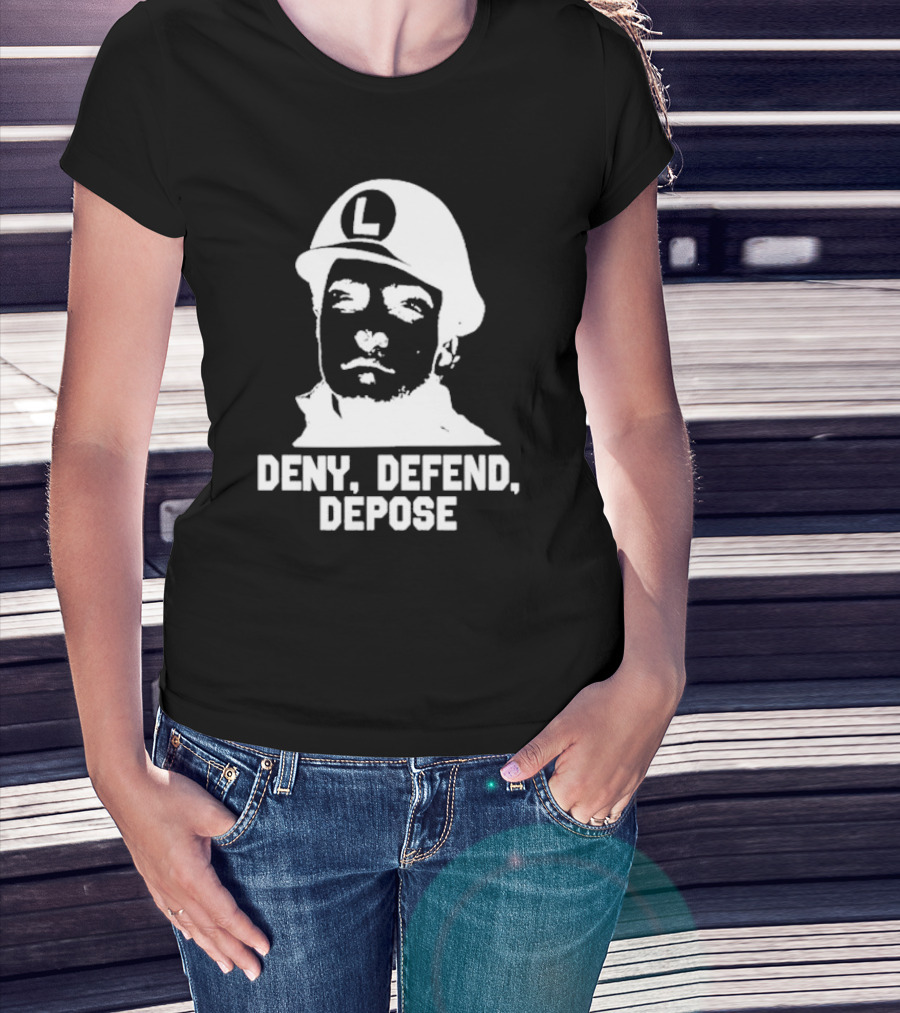 Yesyoureracist Deny Defend Depose Helmeted Face With Letter L T-Shirt