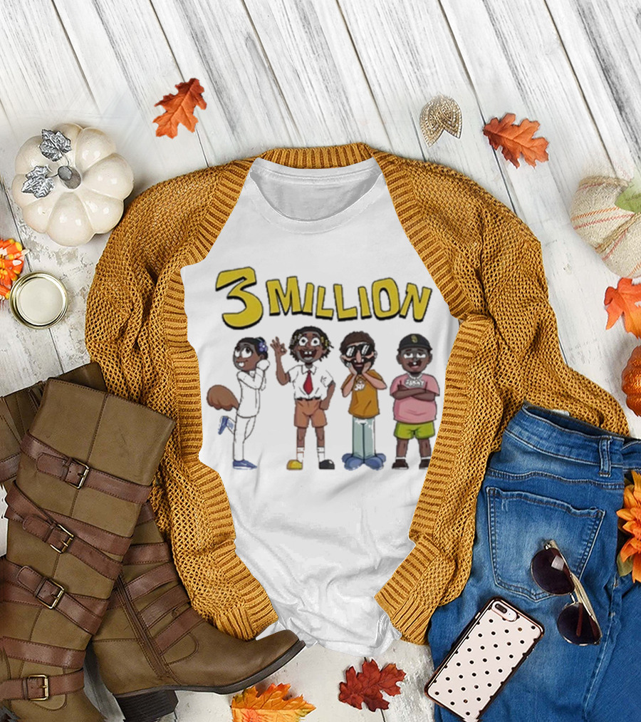 Daydrian Harding 3 Million Subscribers Celebration with Cartoon Characters T-Shirt
