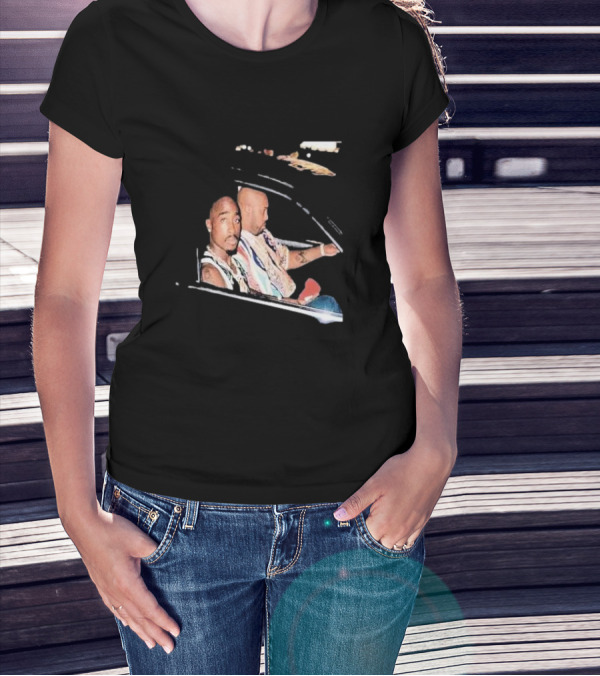 2Pac And Suge Knight Black Car Night Image T-Shirt
