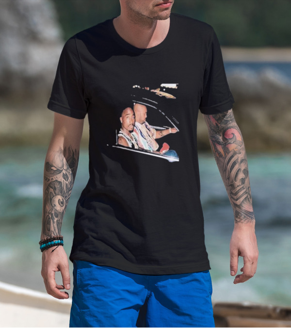 2Pac And Suge Knight Black Car Night Image T-Shirt