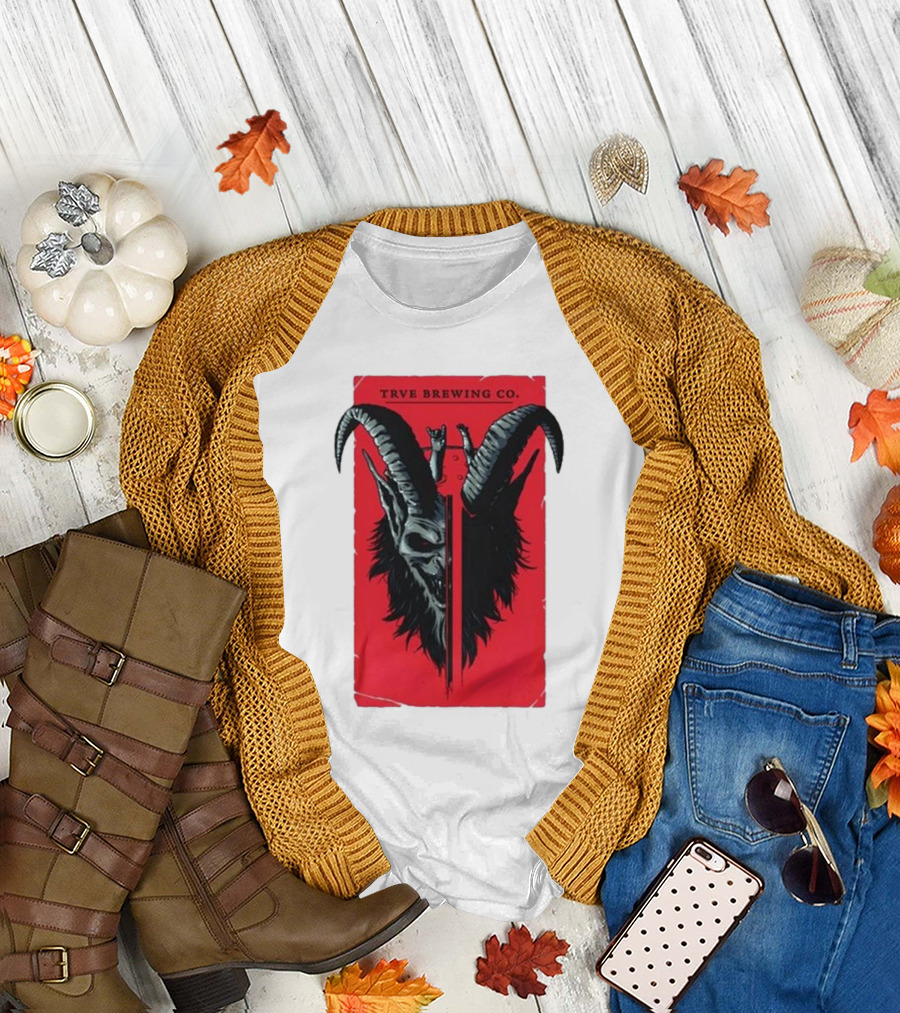 Trve Brewing Co. Krampus Red and Black Goat Skull T-Shirt