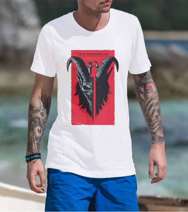 Trve Brewing Co. Krampus Red And Black Goat Skull T-Shirt