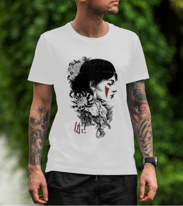 Wolf Girl Rafael Baptista Chrysanthemum Profile Asian Characters T-Shirt