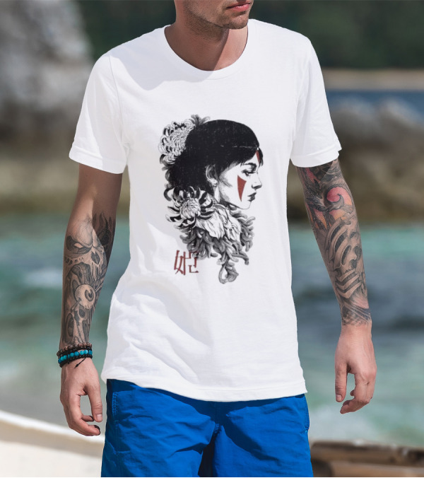 Wolf Girl Rafael Baptista Chrysanthemum Profile Asian Characters T-Shirt