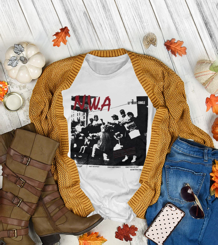 N.W.A 1988 Gangsta Gangsta Maxi-Single 12 Inch Quiet on Tha Set Compton Rap Music T-Shirt