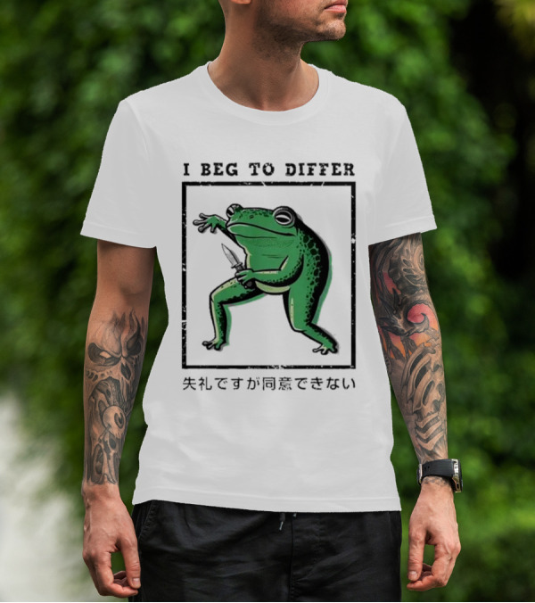 I Beg To Differ Frog Japanese Frog With Knife T-Shirt