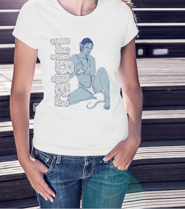 Leopard Print Text With Ratgirl Woman In Bikini T-Shirt