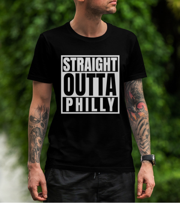 Straight Outta Philly Black White Bold Text Box T-Shirt