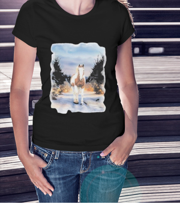 Katie Van Slyke Bo Ho Ho Horse In Winter Wonderland T-Shirt