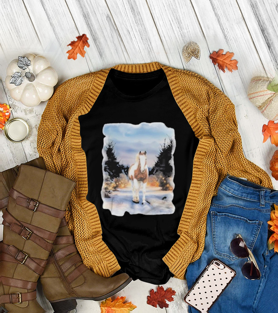 Katie Van Slyke Bo Ho Ho Horse in Winter Wonderland T-Shirt