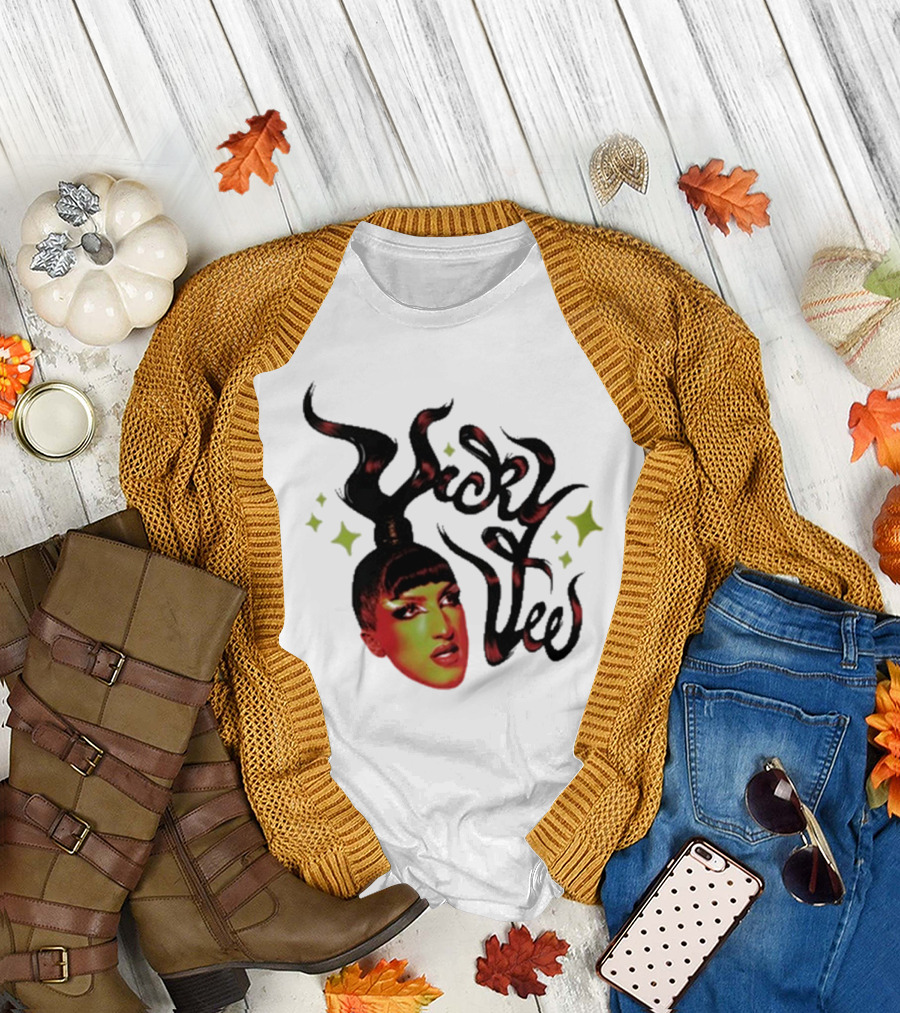 Vicky Vee Stylized Hair and Glittery Accents T-Shirt