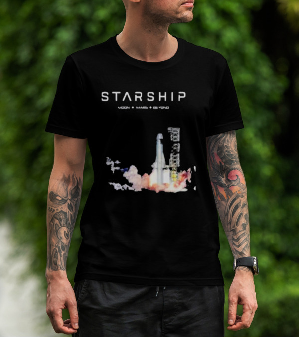 Starship Moon Mars Beyond 2025 Launch Rocket Vision T-Shirt