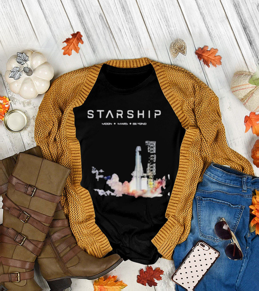 Starship Moon Mars Beyond 2025 Launch Rocket Vision T-Shirt