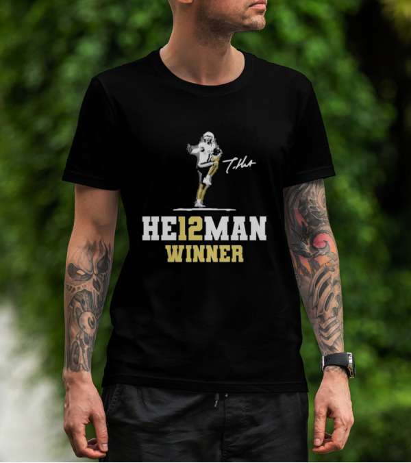 HE12MAN Winner Travis Hunter Signature Football T-Shirt